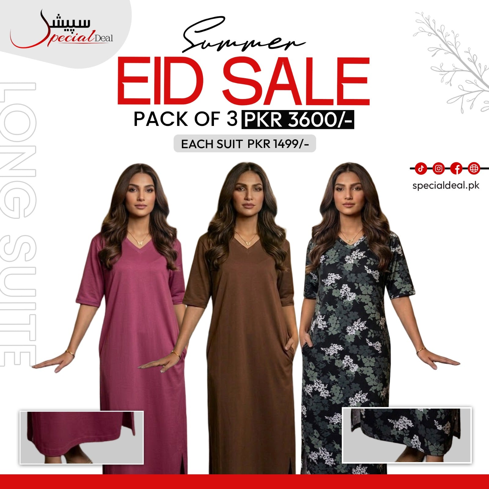 Pack of 3 Long Suits – Summer Eid Collection | Jersey Fabric Deal 11