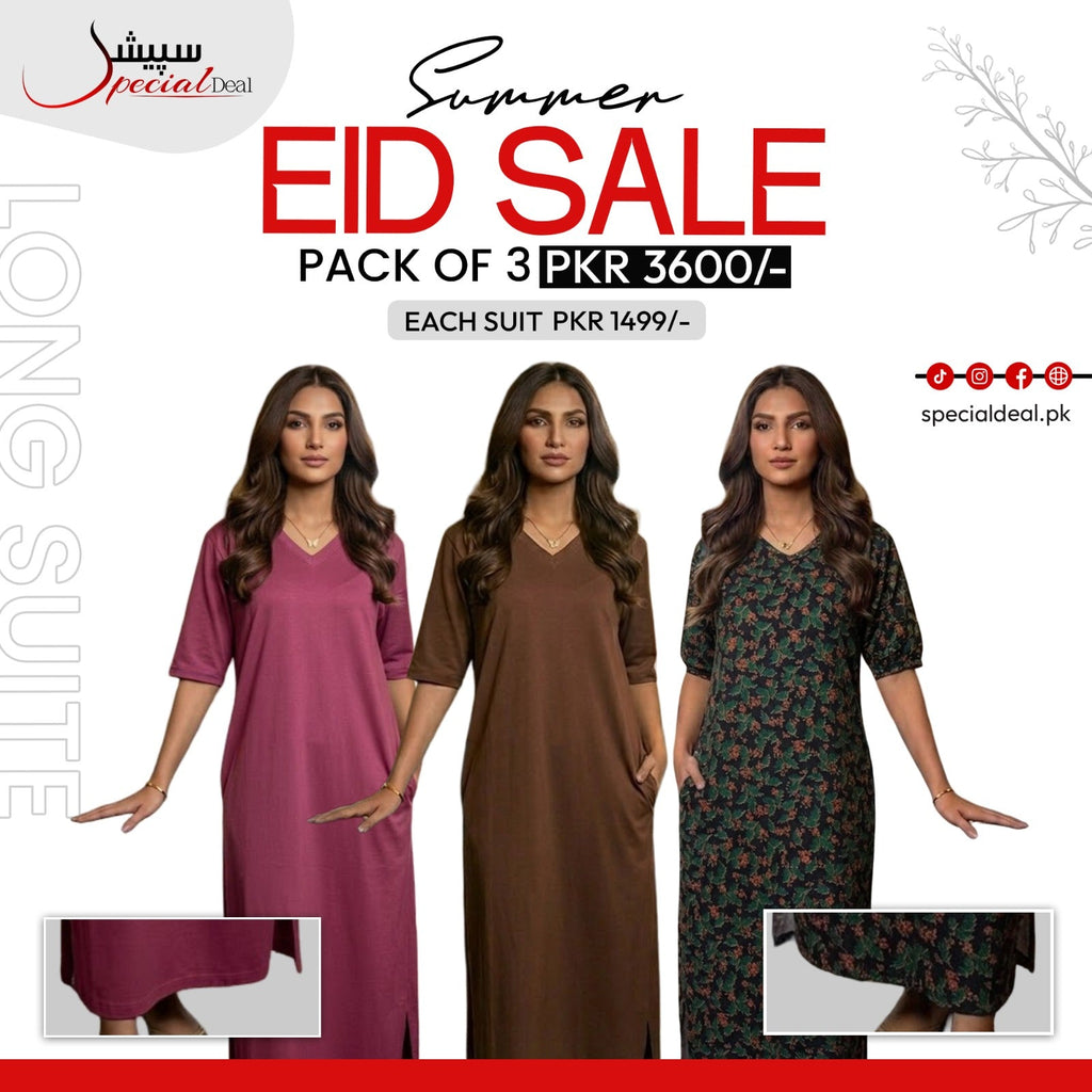 Pack of 3 Long Suits – Summer Eid Collection | Jersey Fabric Deal 8