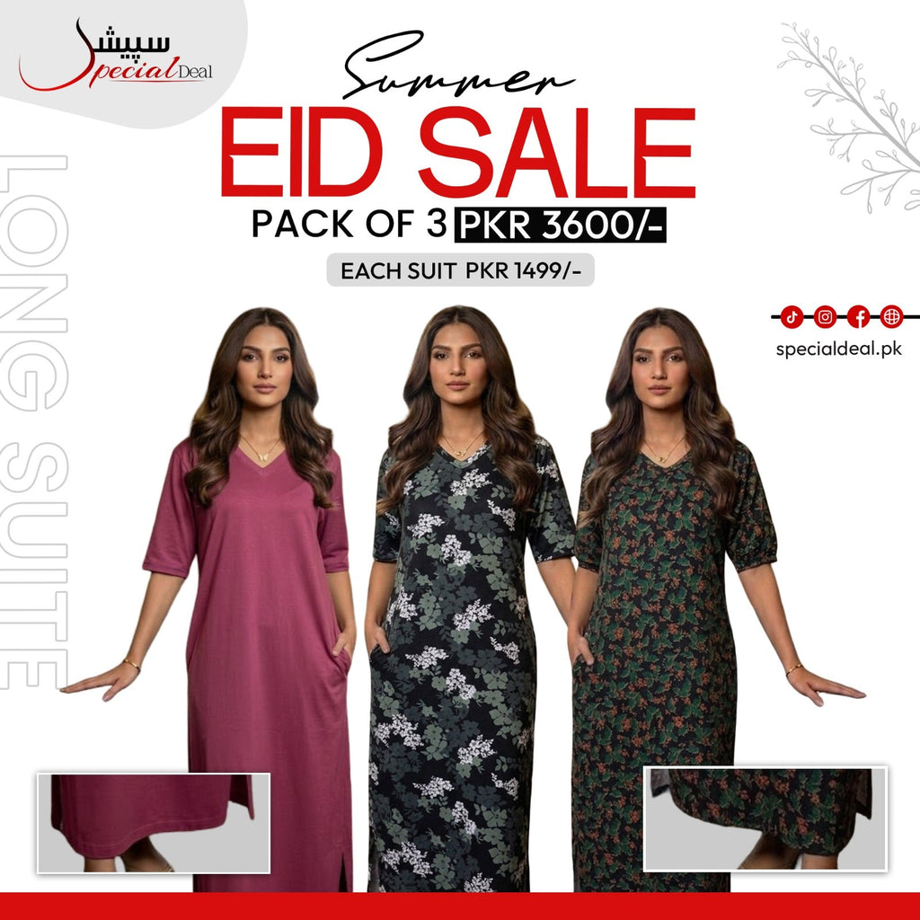 Pack of 3 Long Suits – Summer Eid Collection | Jersey Fabric Deal 7
