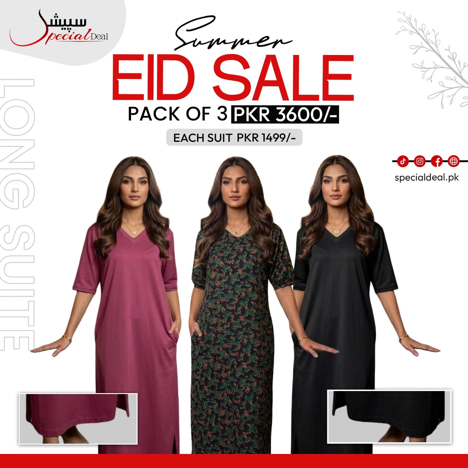 Pack of 3 Long Suits – Summer Eid Collection | Jersey Fabric Deal 9