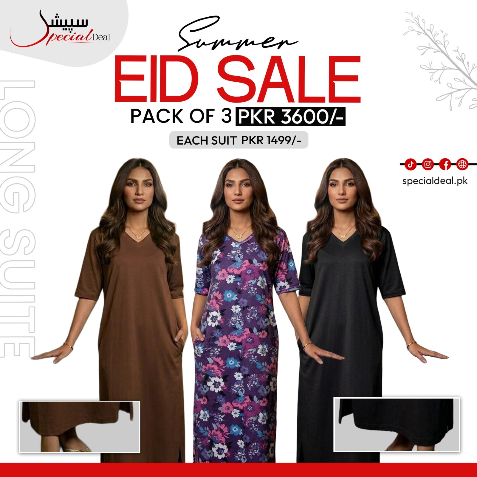 Pack of 3 Long Suits – Summer Eid Collection | Jersey Fabric Deal 12