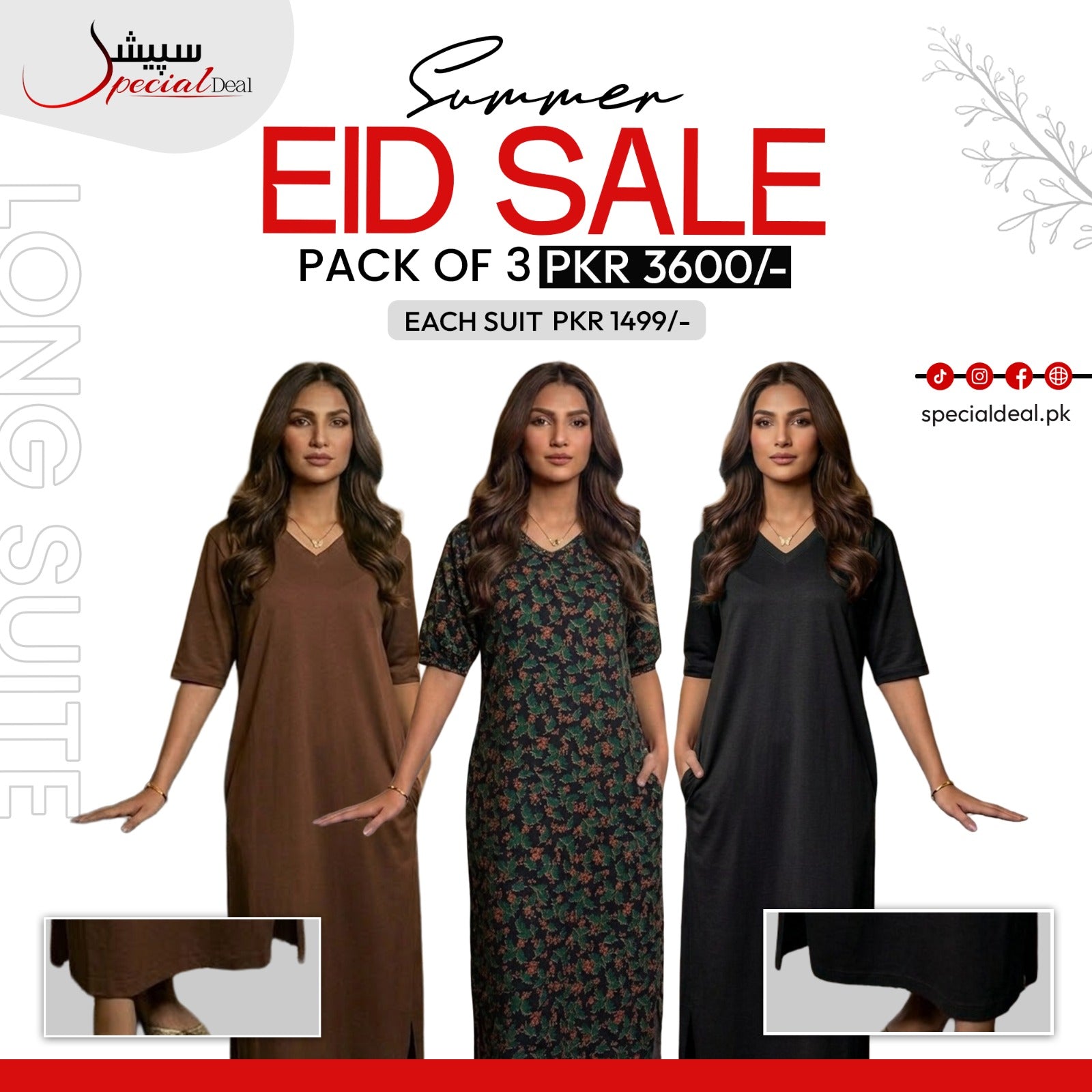 Pack of 3 Long Suits – Summer Eid Collection | Jersey Fabric Deal 13