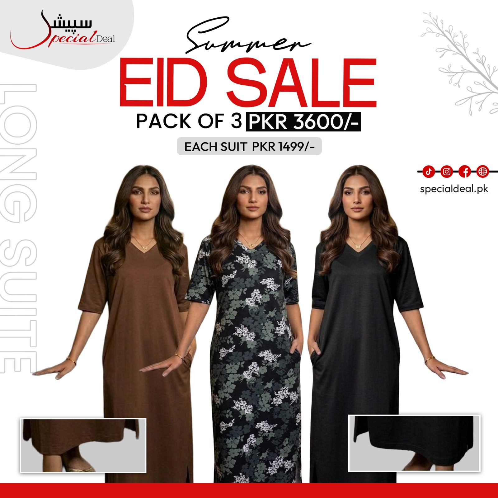 Pack of 3 Long Suits – Summer Eid Collection | Jersey Fabric Deal 14