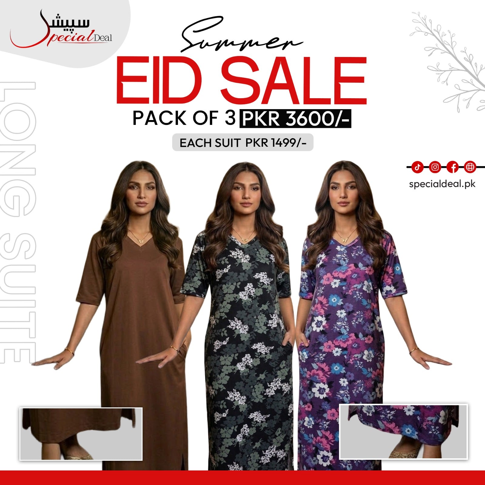 Pack of 3 Long Suits – Summer Eid Collection | Jersey Fabric Deal 15