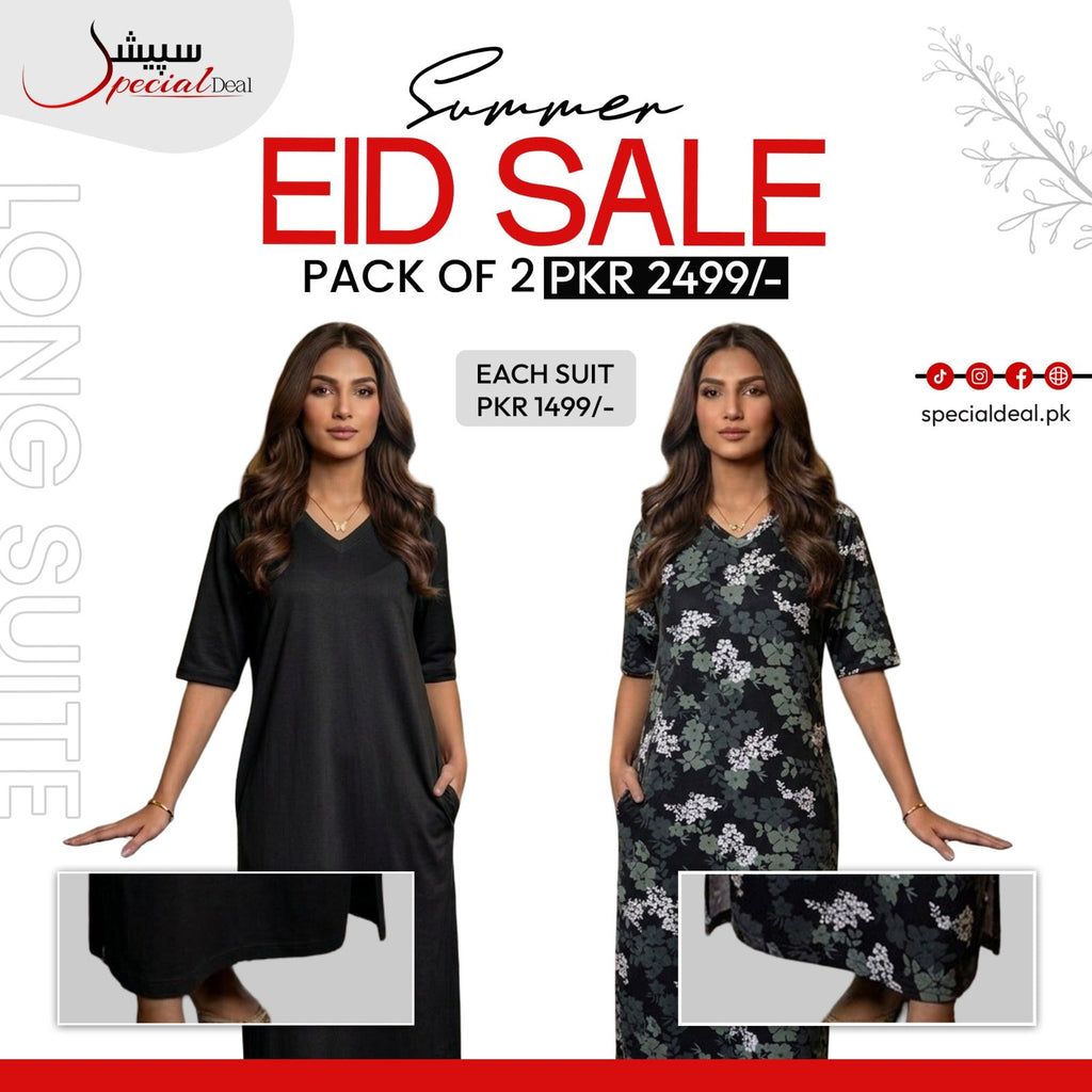 Pack of 2 Long Suits – Summer Eid Collection | Jersey Fabric Deal 2