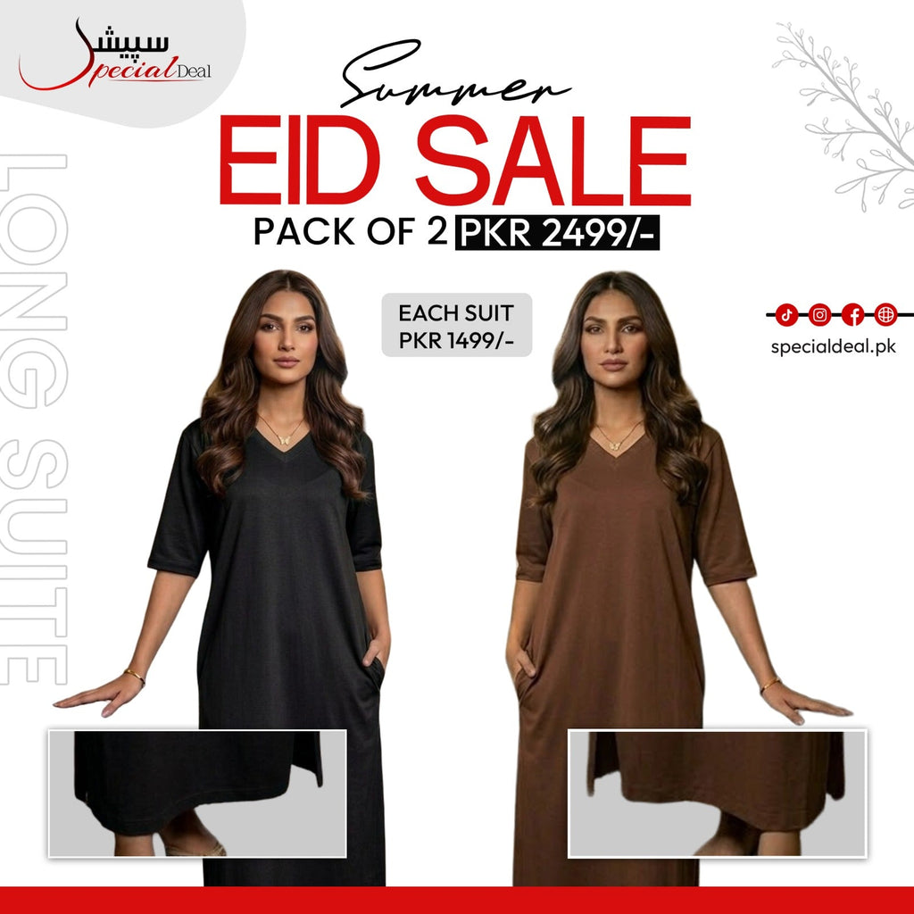Pack of 2 Long Suits – Summer Eid Collection | Jersey Fabric Deal 3
