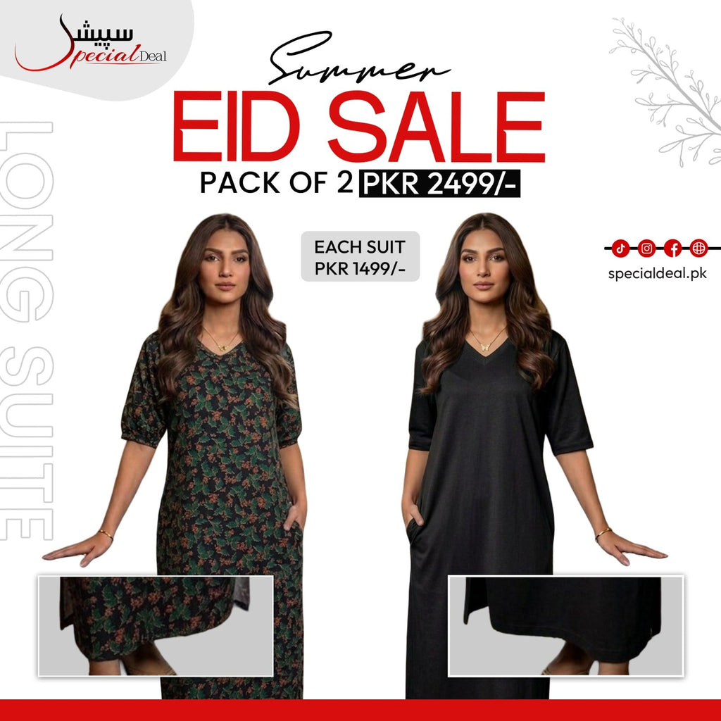 Pack of 2 Long Suits – Summer Eid Collection | Jersey Fabric Deal 9