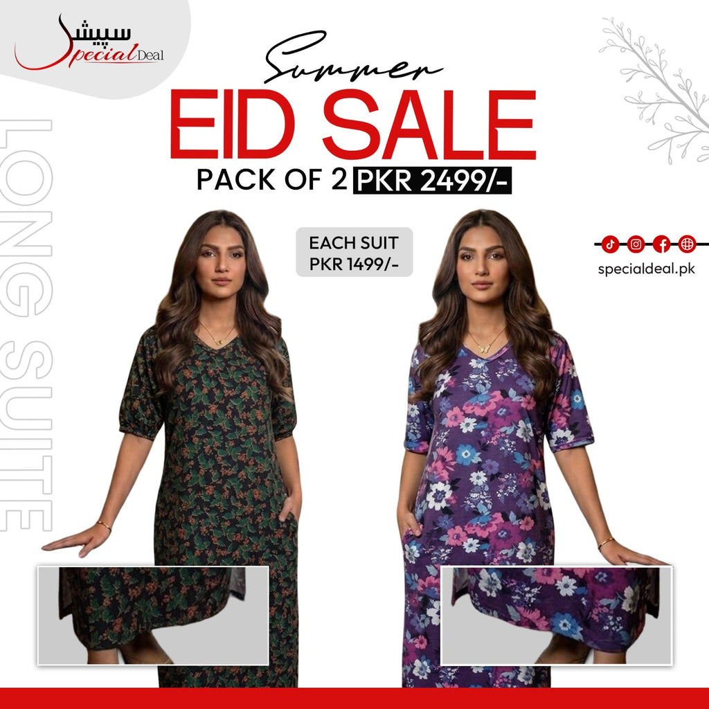 Pack of 2 Long Suits – Summer Eid Collection | Jersey Fabric Deal 11