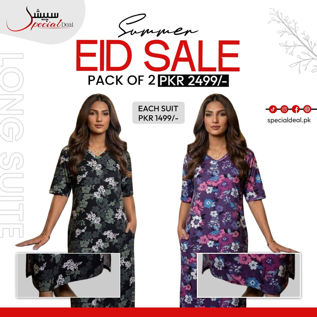 Pack of 2 Long Suits – Summer Eid Collection | Jersey Fabric Deal 15