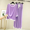 Purple With White Strips Full Sleeves Night Wear