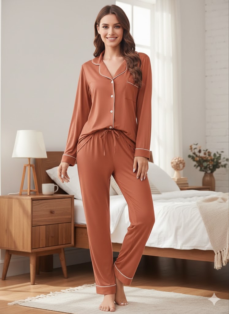 Orange with white pipping shirt and and trouser