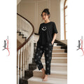 Black Smiley Full Sleeves Night Wear