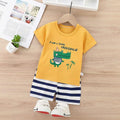 Crocodile Yellow Printed T Shirt And Short Set For Kids