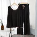 Black With Pink Neck Full Sleeves Night Wear