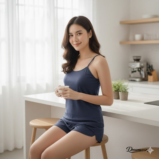 Navy Blue Camiset With Short